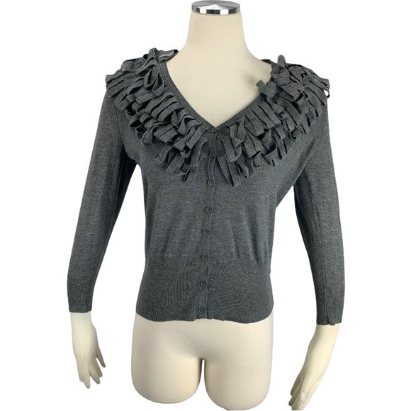 Madison Medium Cardigan Sweater Gray Mane Collar - Picture 1 of 6